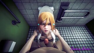 Блич хентай - Орихиме в туалете сосёт и трахается - аниме манга японское комиксы 3д порно