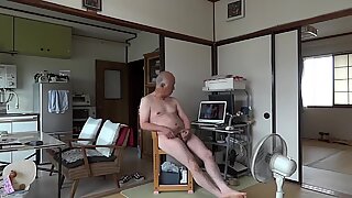 Japanese Old Man Masturbation Erect Penis Semen Flows